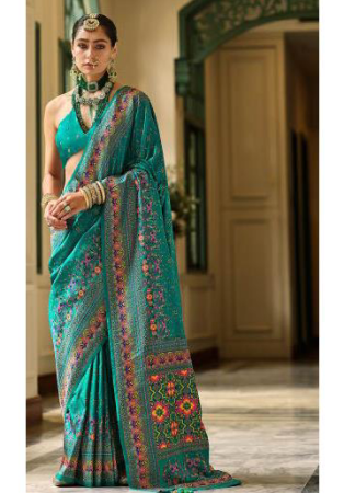 Picture of Magnificent Silk Dark Cyan Saree