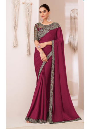 Picture of Enticing Chiffon & Georgette Brown Saree