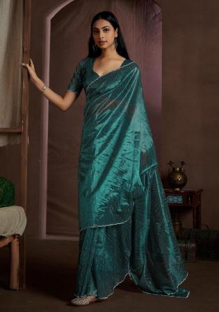 Picture of Sublime Net & Organza Cadet Blue Saree