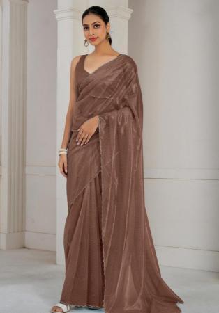 Picture of Amazing Net & Organza Dark Olive Green Saree