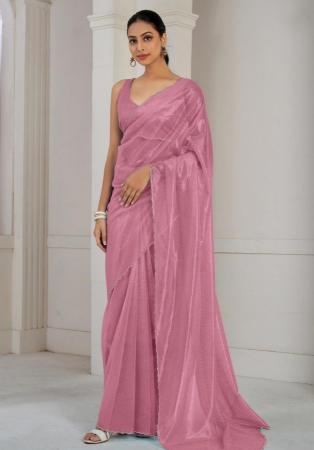 Picture of Fascinating Net & Organza Rosy Brown Saree