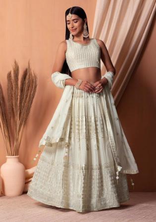 Picture of Stunning Georgette Off White Lehenga Choli