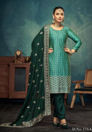 Picture of Chiffon Cadet Blue Straight Cut Salwar Kameez