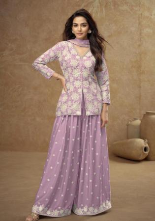 Picture of Chiffon Rosy Brown Straight Cut Salwar Kameez