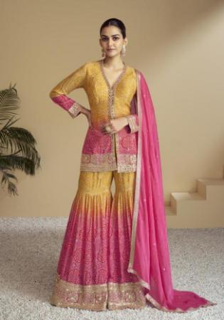 Picture of Ravishing Chiffon Brown Straight Cut Salwar Kameez