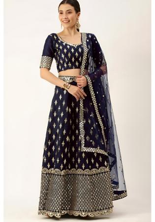 Picture of Georgette & Silk Midnight Blue Lehenga Choli