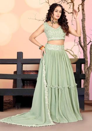 Picture of Fascinating Georgette Dark Sea Green Lehenga Choli