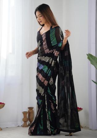 Picture of Exquisite Georgette Black Saree