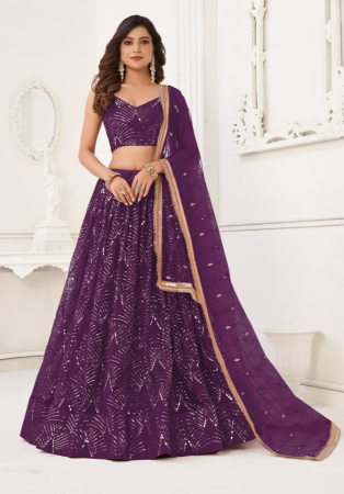 Picture of Enticing Net Purple Lehenga Choli