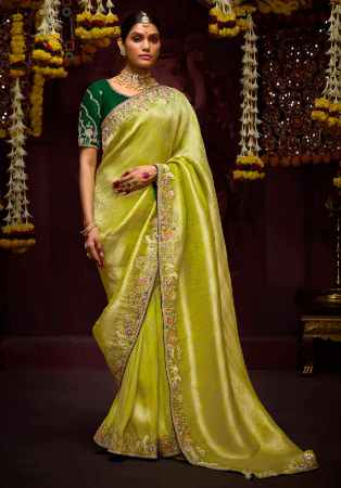 Picture of Delightful Silk Dark Golden Rod Saree