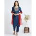 Picture of Magnificent Cotton Midnight Blue Readymade Salwar Kameez