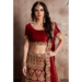 Picture of Exquisite Chiffon Dark Red Lehenga Choli