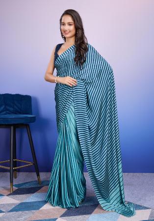 Picture of Classy Satin & Silk Cadet Blue Saree