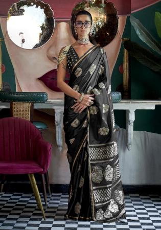 Picture of Comely Satin Dark Slate Grey Saree