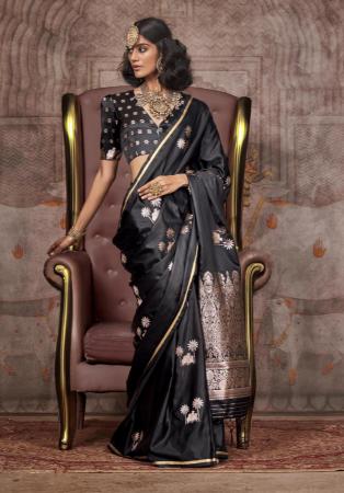 Picture of Fascinating Satin & Silk Black Saree