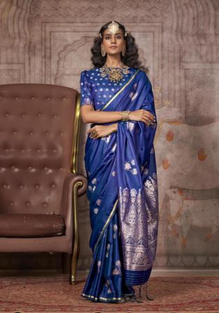 Picture of Bewitching Satin & Silk Navy Blue Saree