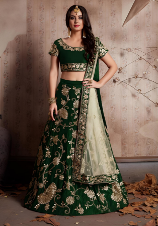 Picture of Comely Silk Forest Green Lehenga Choli