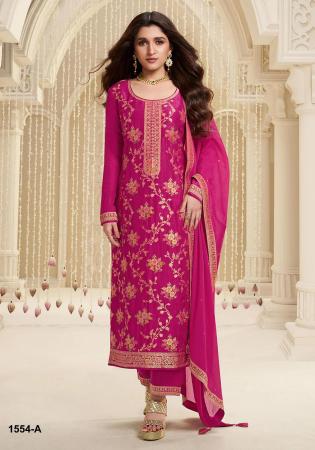 Picture of Chiffon Medium Violet Red Straight Cut Salwar Kameez