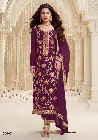 Picture of Splendid Chiffon Brown Straight Cut Salwar Kameez