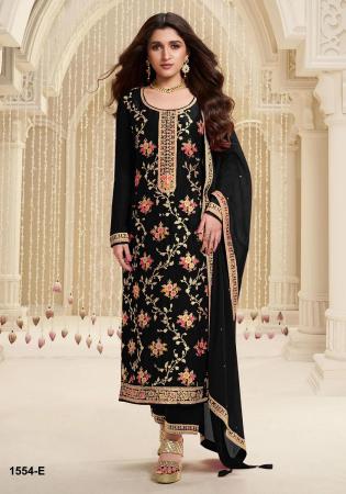 Picture of Sublime Chiffon Black Straight Cut Salwar Kameez