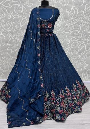 Picture of Wonderful Chiffon Navy Blue Lehenga Choli