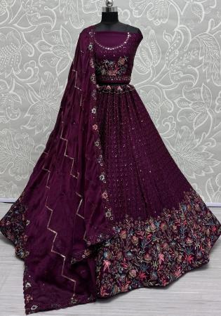 Picture of Beautiful Chiffon Saddle Brown Lehenga Choli