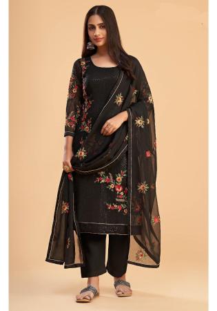 Picture of Sublime Georgette Black Straight Cut Salwar Kameez