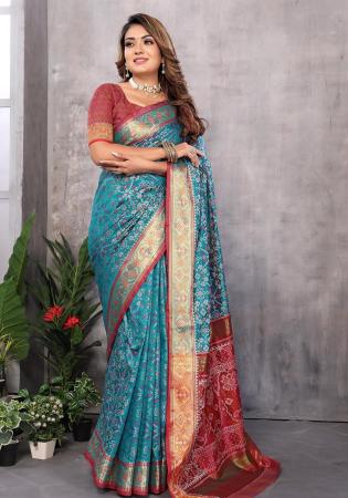 Picture of Graceful Silk Dark Cyan Saree