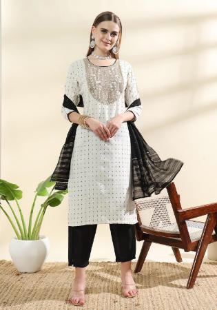 Picture of Radiant Cotton Off White Readymade Salwar Kameez