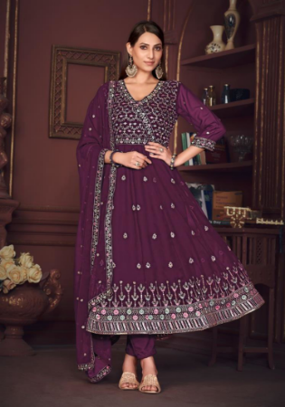 Picture of Charming Georgette Purple Anarkali Salwar Kameez