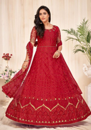 Picture of Admirable Net Crimson Anarkali Salwar Kameez