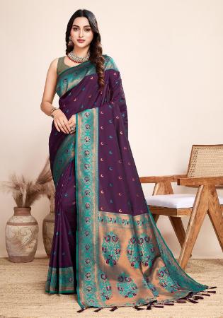 Picture of Excellent Silk Dark Magenta Saree