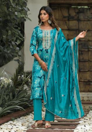 Picture of Cotton Light Sea Green Readymade Salwar Kameez