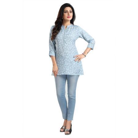 Picture of Admirable Rayon Light Steel Blue Kurtis & Tunic