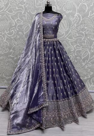 Picture of Stunning Chiffon Midnight Blue Lehenga Choli