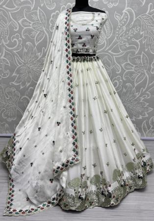 Picture of Sightly Silk Off White Lehenga Choli