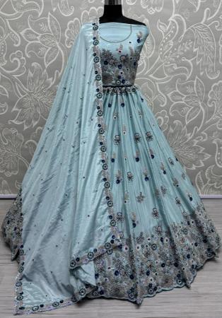 Picture of Sublime Silk Light Slate Grey Lehenga Choli