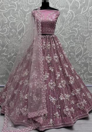 Picture of Fascinating Net Rosy Brown Lehenga Choli