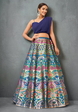 Picture of Georgette & Silk Dark Slate Grey Lehenga Choli