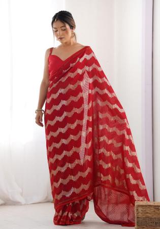 Picture of Amazing Georgette Dark Red Saree