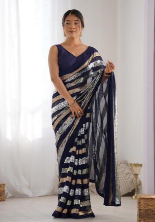 Picture of Marvelous Georgette Navy Blue Saree