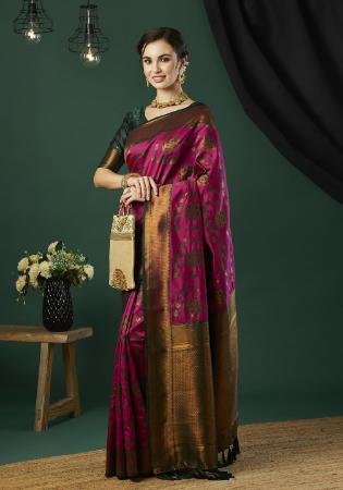 Picture of Good Looking Silk Medium Violet Red Saree