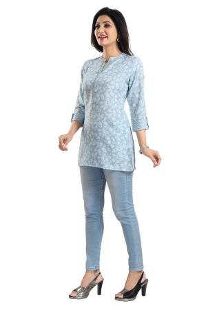 Picture of Alluring Rayon Light Steel Blue Kurtis & Tunic