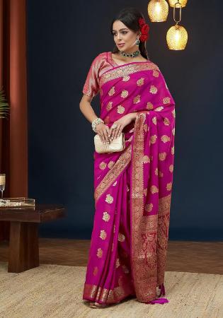 Picture of Beauteous Georgette Medium Violet Red Saree