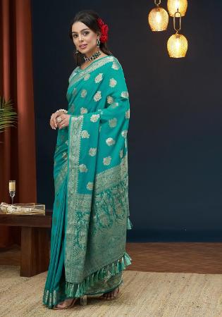 Picture of Charming Georgette Teal Saree