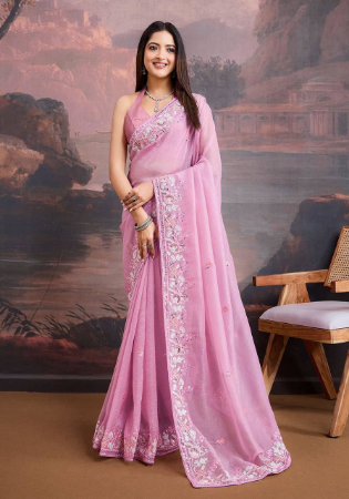 Picture of Comely Organza Pink Saree