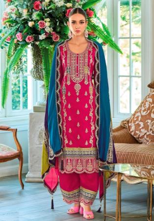 Picture of Excellent Chiffon Pink Straight Cut Salwar Kameez