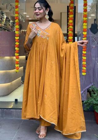 Picture of Pretty Chiffon Golden Rod Readymade Salwar Kameez