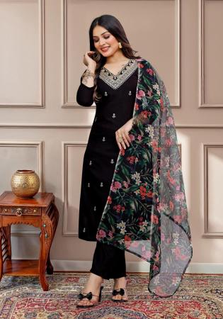 Picture of Fascinating Chiffon Black Readymade Salwar Kameez