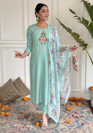 Picture of Marvelous Cotton Cadet Blue Readymade Salwar Kameez